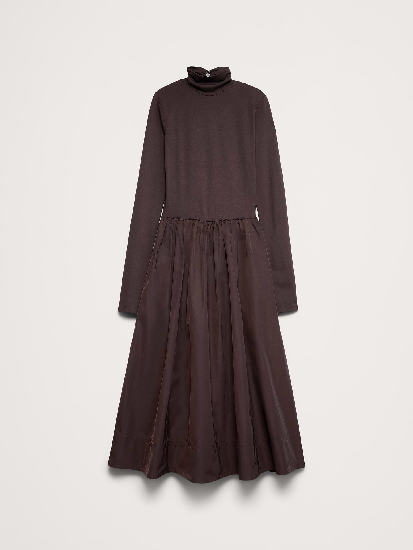 Image 7 de 7, Robe longue à col roulé en jersey et taffetas