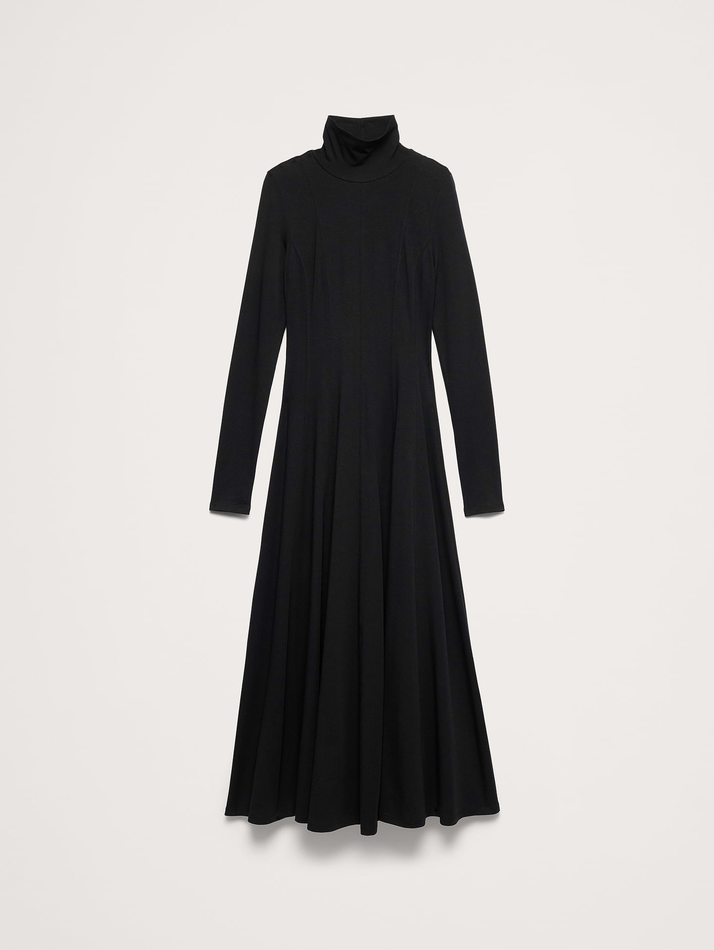 Image 8 of 8, Paneled Jersey Turtleneck Maxi Dress
