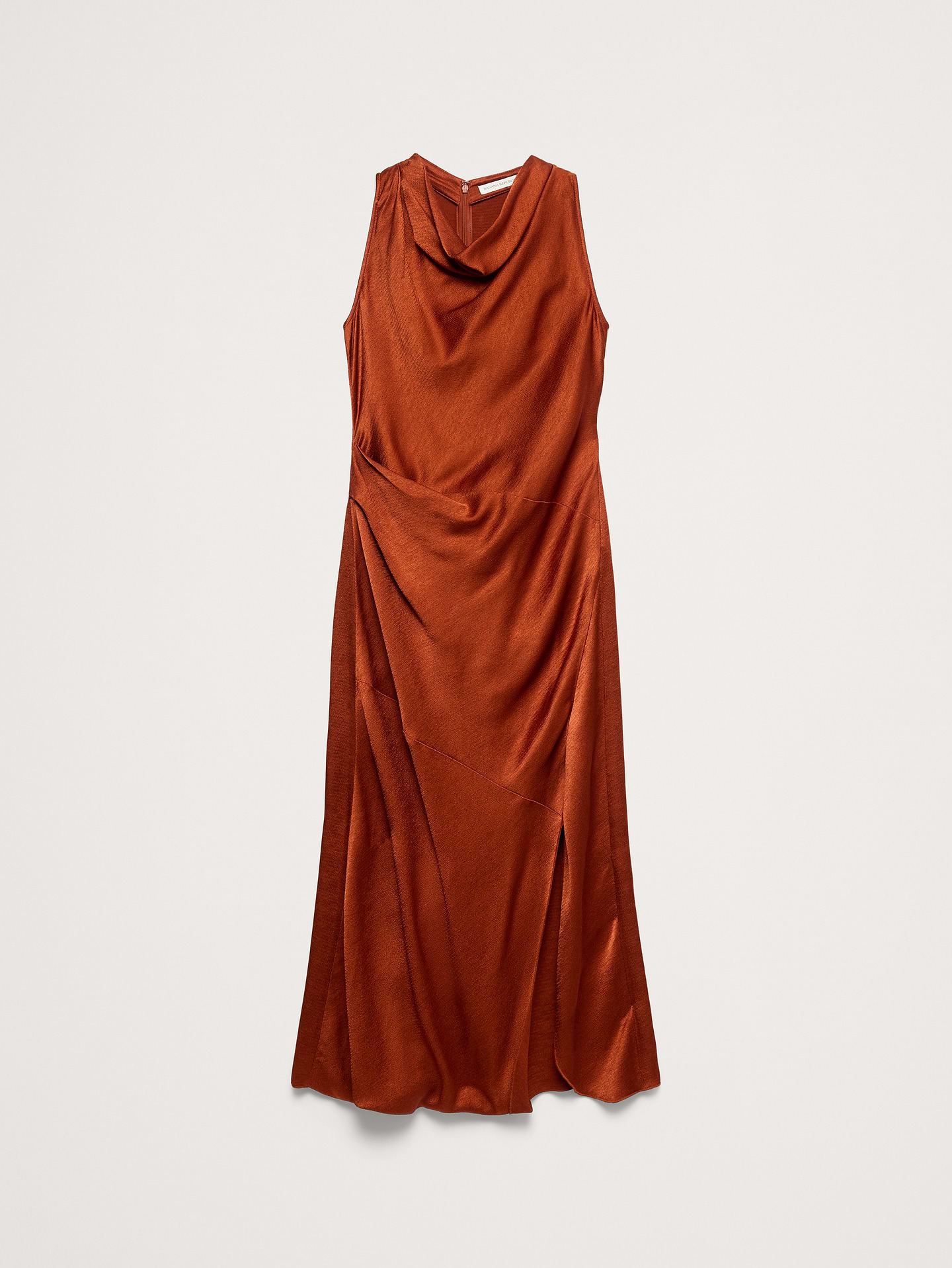 Image 5 of 8, Hammered Satin Draped Cowl-Neck Maxi Dress