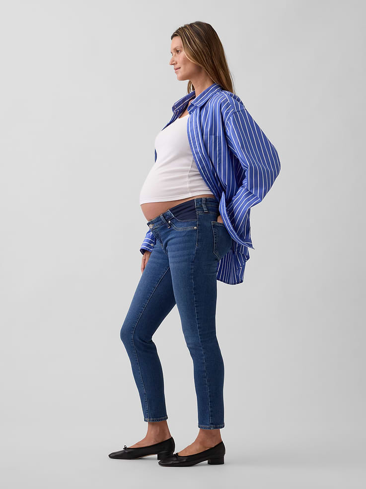 Image 3 of 3, Maternity Inset Panel Vintage Slim Jeans