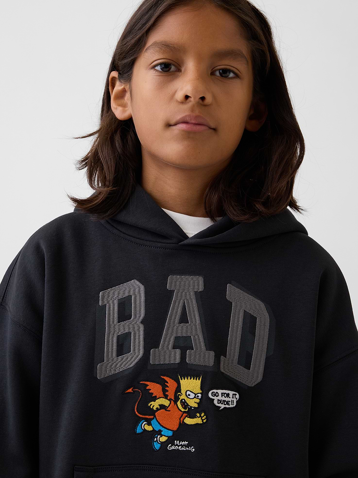 Image 4 of 8, Kids The Simpsons VintageSoft BAD Logo Hoodie