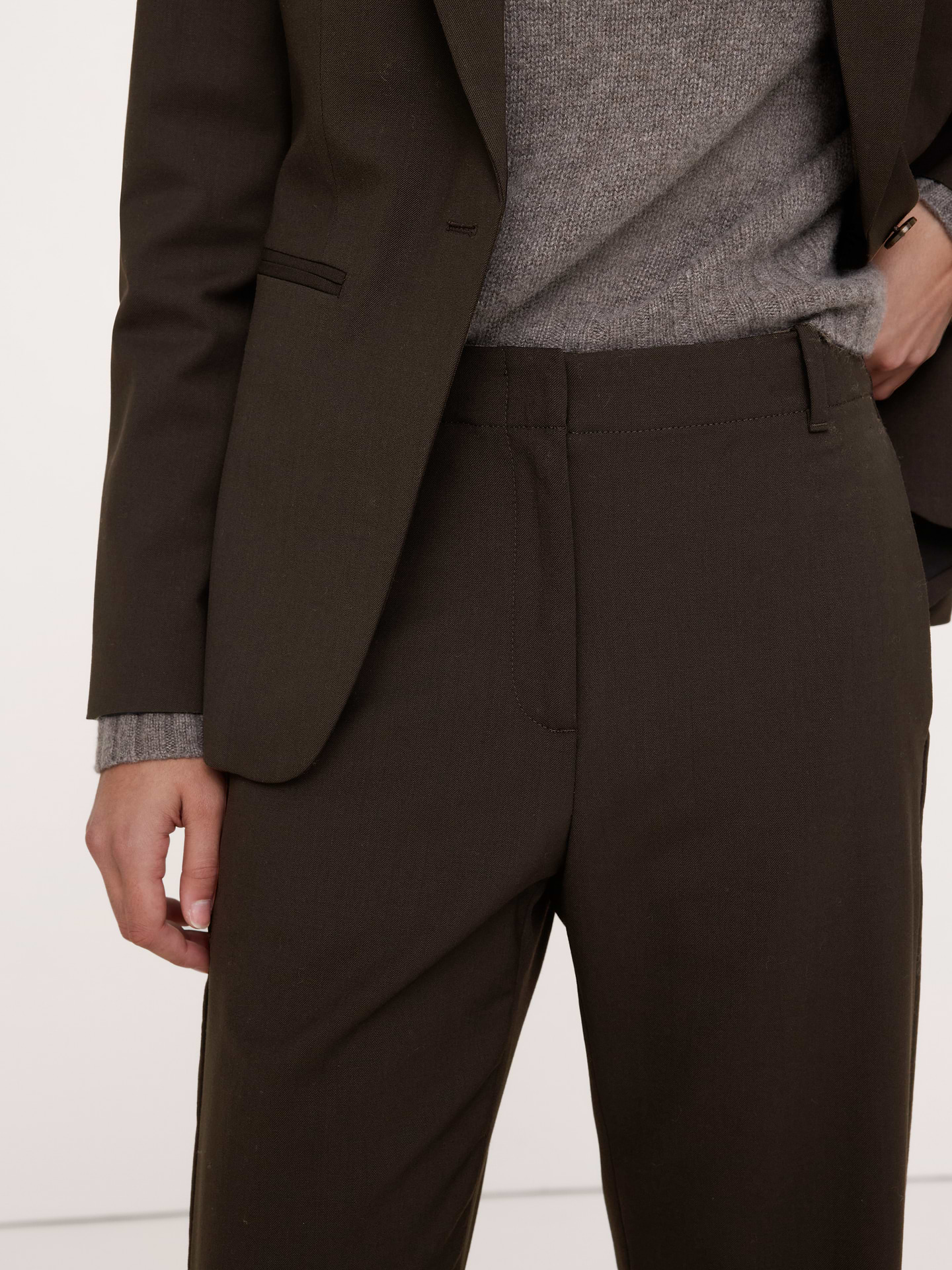 Image 4 of 8, Ultra High-Rise Modern Slim Italian Lightweight Wool Ankle Pant