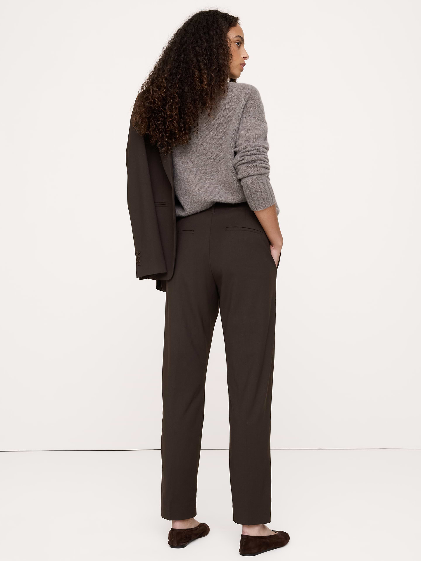 Image 3 of 8, Ultra High-Rise Modern Slim Italian Lightweight Wool Ankle Pant