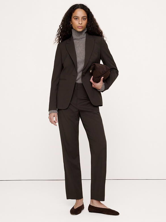 Ultra High-Rise Modern Slim Italian Lightweight Wool Ankle Pant