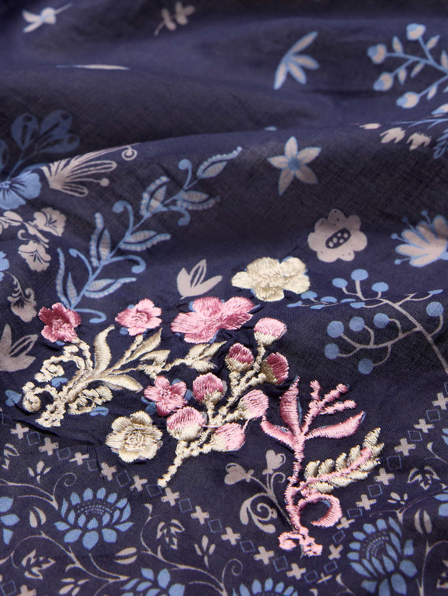 Image 2 of 4, Embroidered Cotton Scarf by Vismaya