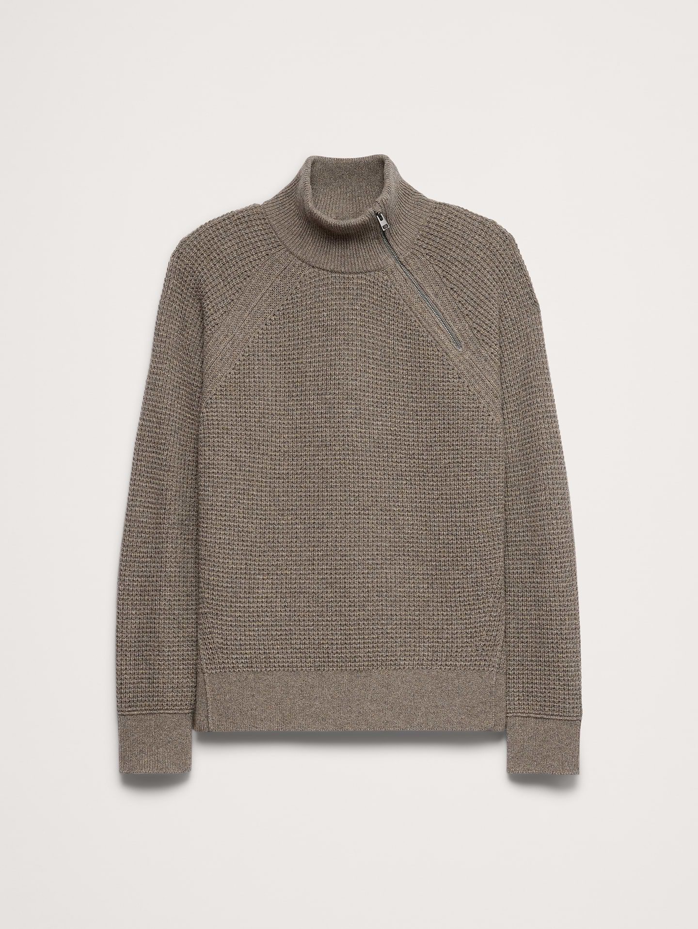 Image 5 of 5, Italian Merino-Blend Moto Sweater with Size Zip