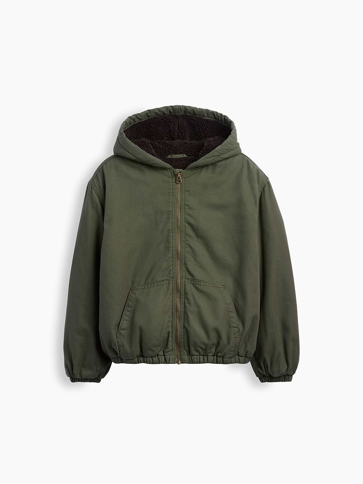 Image 5 of 5, Kids Sherpa-Lined Hooded Canvas Jacket