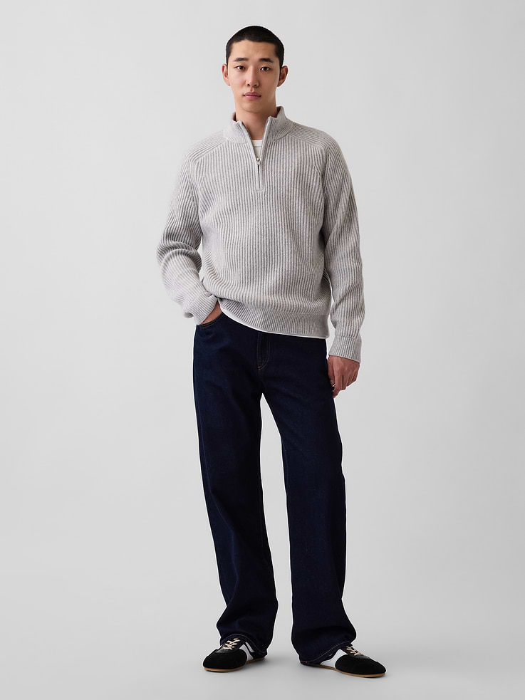 Image 2 of 5, CashSoft Rib Quarter-Zip Sweater