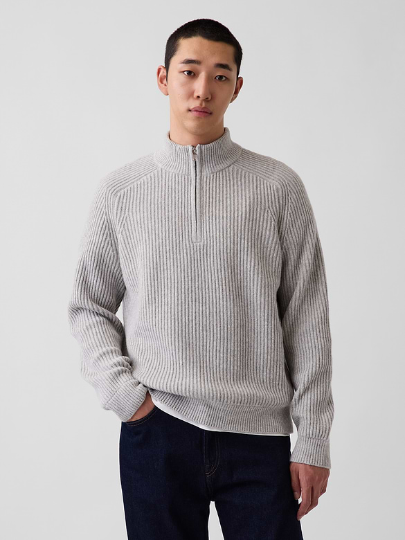 CashSoft Rib Quarter-Zip Sweater