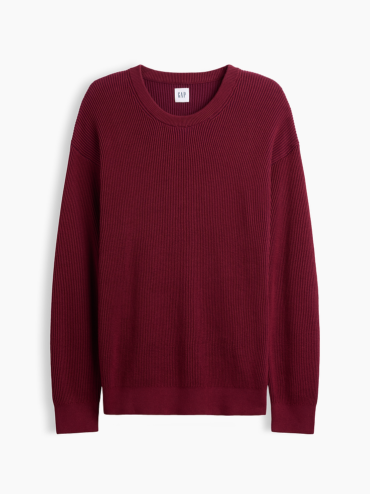 Image 5 of 5, Relaxed Fisherman Stitch Crewneck Sweater