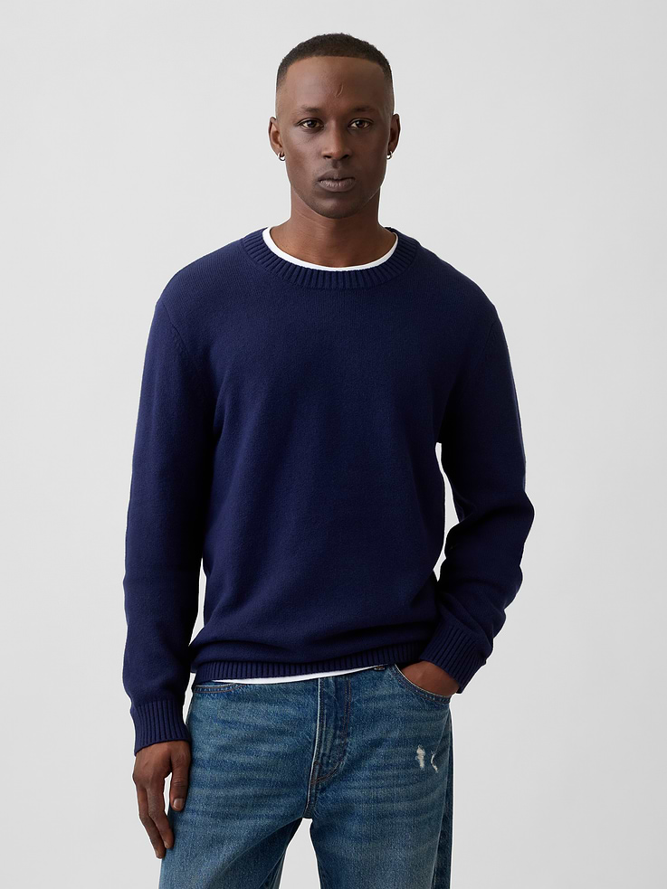 Image 1 of 5, Plush like cashmere. Easier than anything. With a lightweight layer-able feel & brushed for softness., Soft cotton-blend knit., Long sleeves with ribbed cuffs., Ribbed crewneck., Ribbed hem., Product #1177040