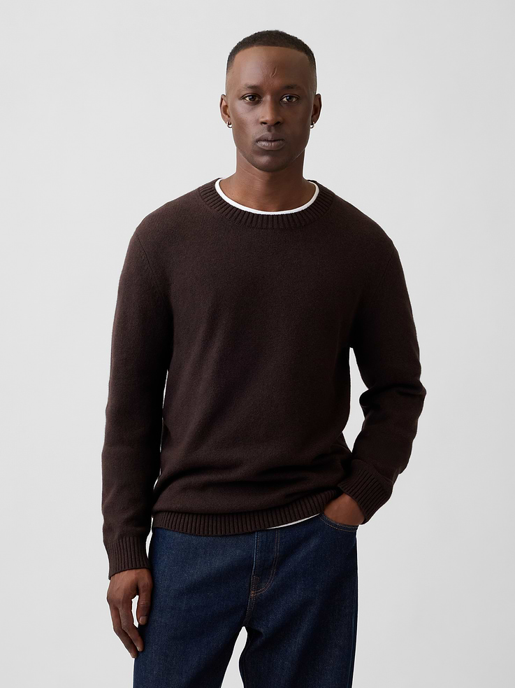 Image 1 of 5, Plush like cashmere. Easier than anything. With a lightweight layer-able feel & brushed for softness., Soft cotton-blend knit., Long sleeves with ribbed cuffs., Ribbed crewneck., Ribbed hem., Product #1177040