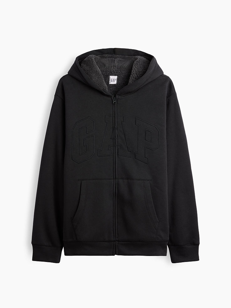 Image 4 of 4, Relaxed Gap Logo Sherpa-Lined Zip Hoodie
