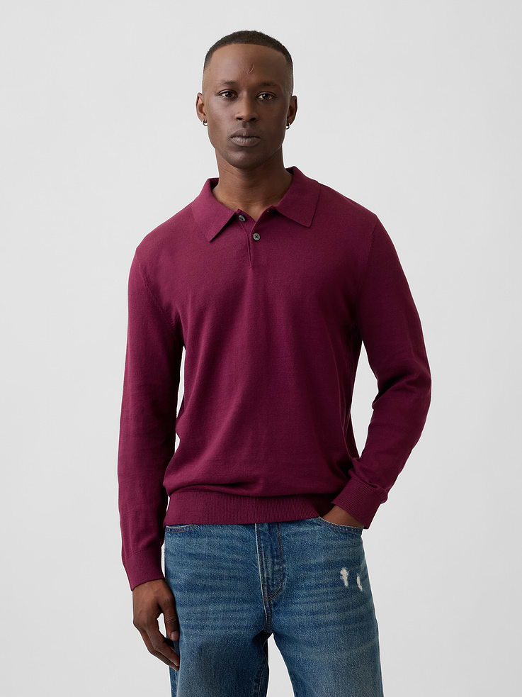 Image 1 of 5, Soft cotton knit., Long sleeves with ribbed cuffs., Spread collar, henley button front., Ribbed hem., Allover stripes., This product was made in a factory that invests in gender equity and women’s empowerment through RISE. Learn more at, Product #1178473