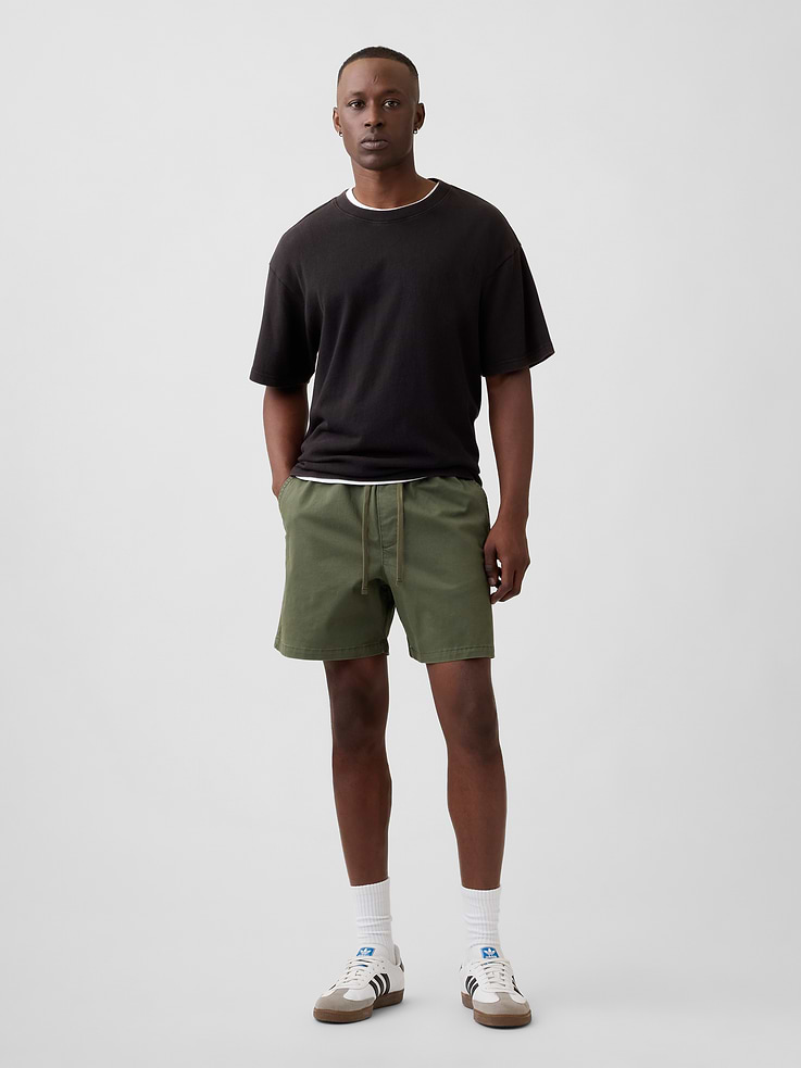 Image 1 of 6, This product is part of our water-saving Washwell program. Compared with conventional wash methods, Washwell uses at least 20% less water., Stretch twill weave., Drawcord ties at elasticized waist, faux fly., Front slant pockets, patch pockets at back., Product #1178782