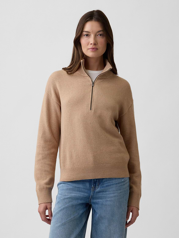 CashSoft Half-Zip Mockneck Sweater