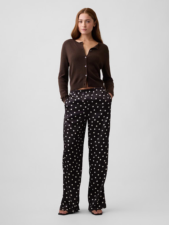 Easy Print Wide-Leg Satin Pants