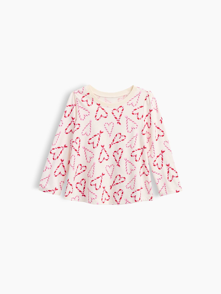 Image 1 of 3, Soft jersey knit., Long sleeves., Crewneck., Curved hem., Allover print., Product #1184576