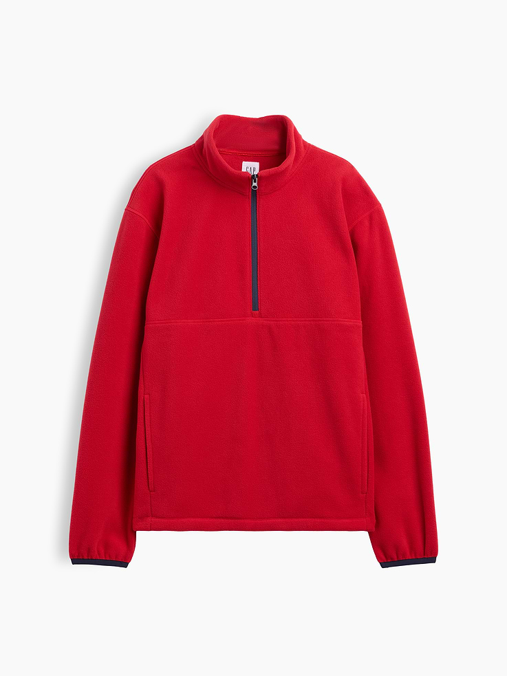 Image 4 of 4, Relaxed Microfleece Half-Zip Sweatshirt