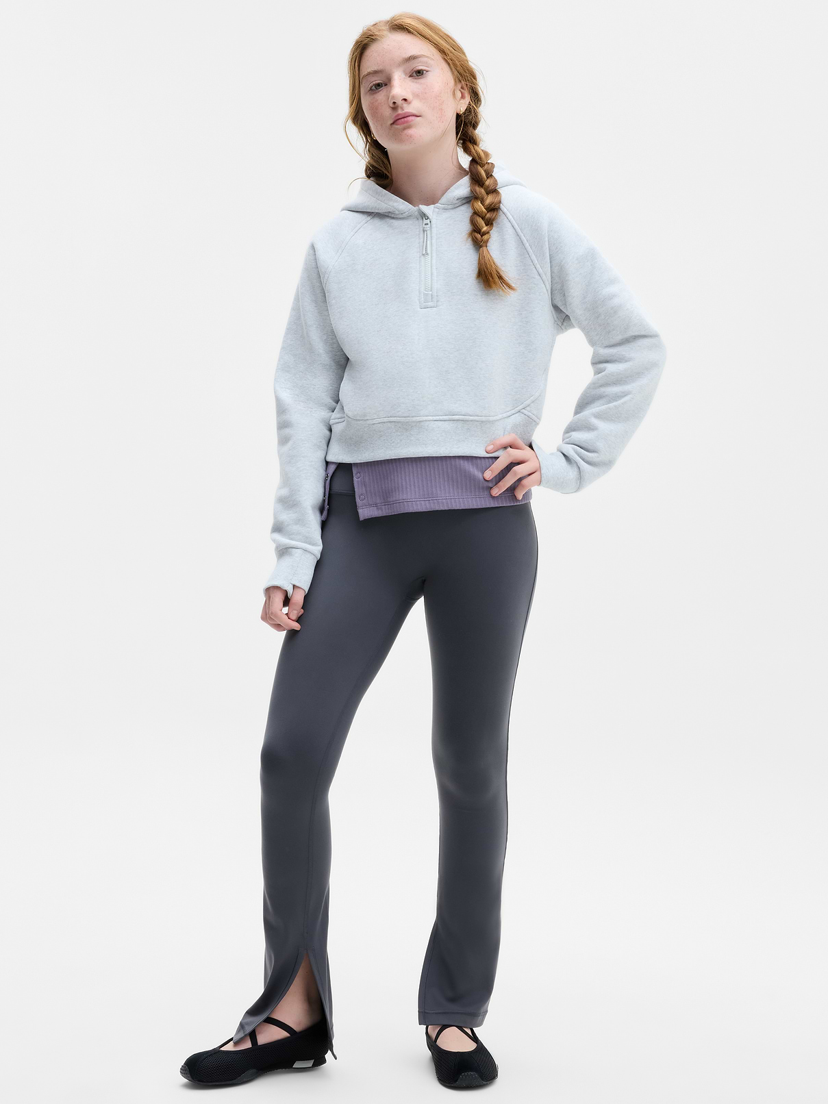 Image 1 of 3, FOR: School, practice, and play, FEEL: Powervita fabric is buttery soft with support that feels like a gentle hug, FAVE: Adjustable internal drawcord, No front seam, Product #1174612