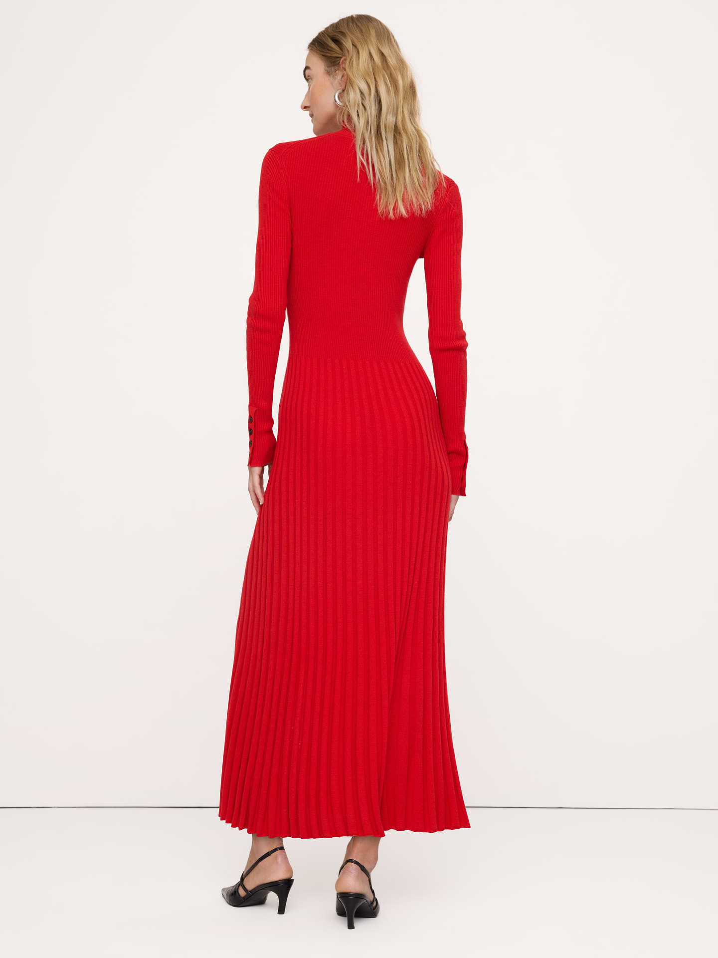 Image 3 of 8, Ribbed Buttoned Sweater Dress