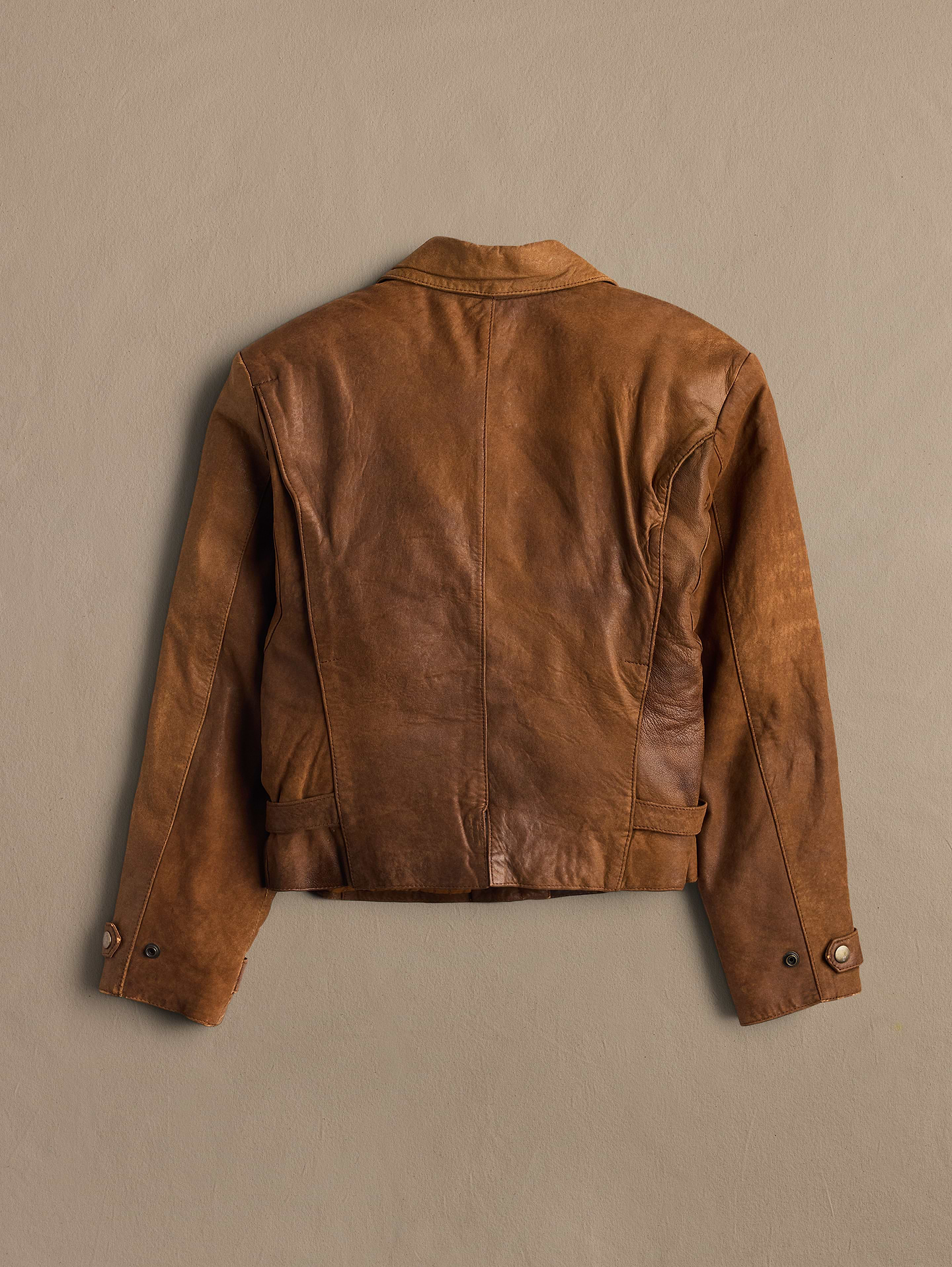 Image 2 of 3, Archive Leather Jacket With Top Button Closure Women's Size 8