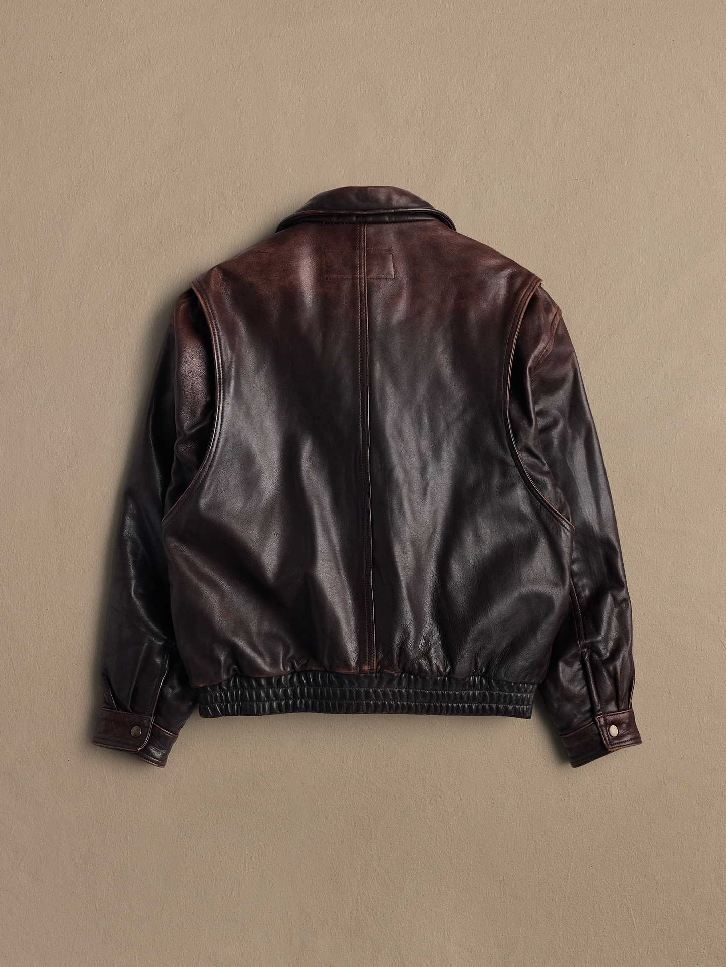 Image 2 of 2, Archive Leather Jacket With Patch Pockets Men's Size L