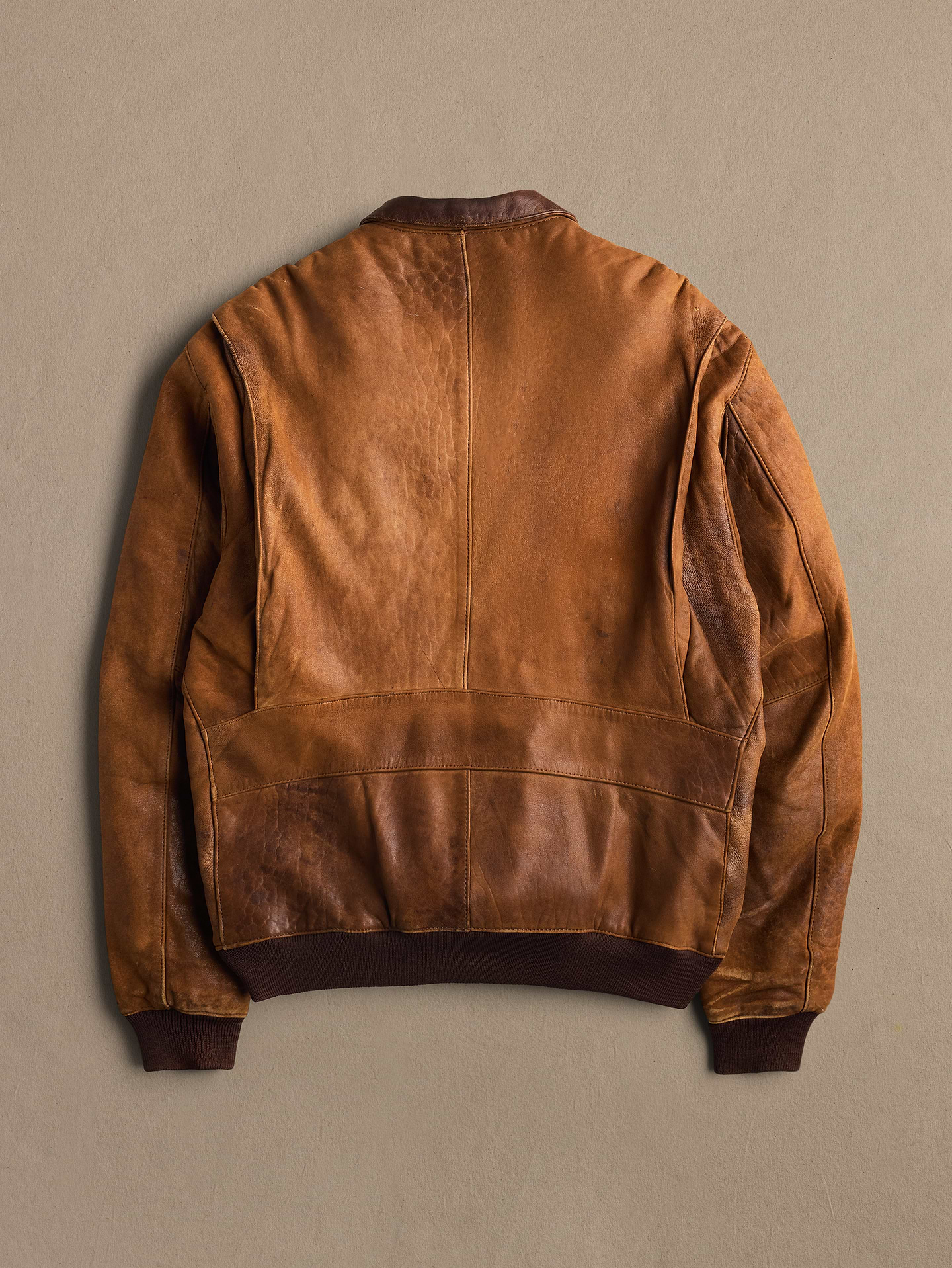 Image 2 of 2, Archive Leather Jacket With Patch Pockets Men's Size 42 Long