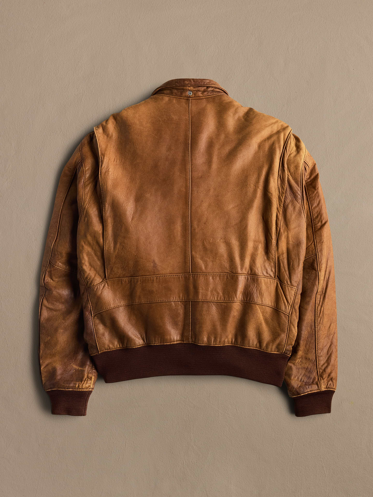 Image 2 of 2, Archive Leather Bomber Jacket With Zip Closure And Distressed Shoulders Men's Size 44