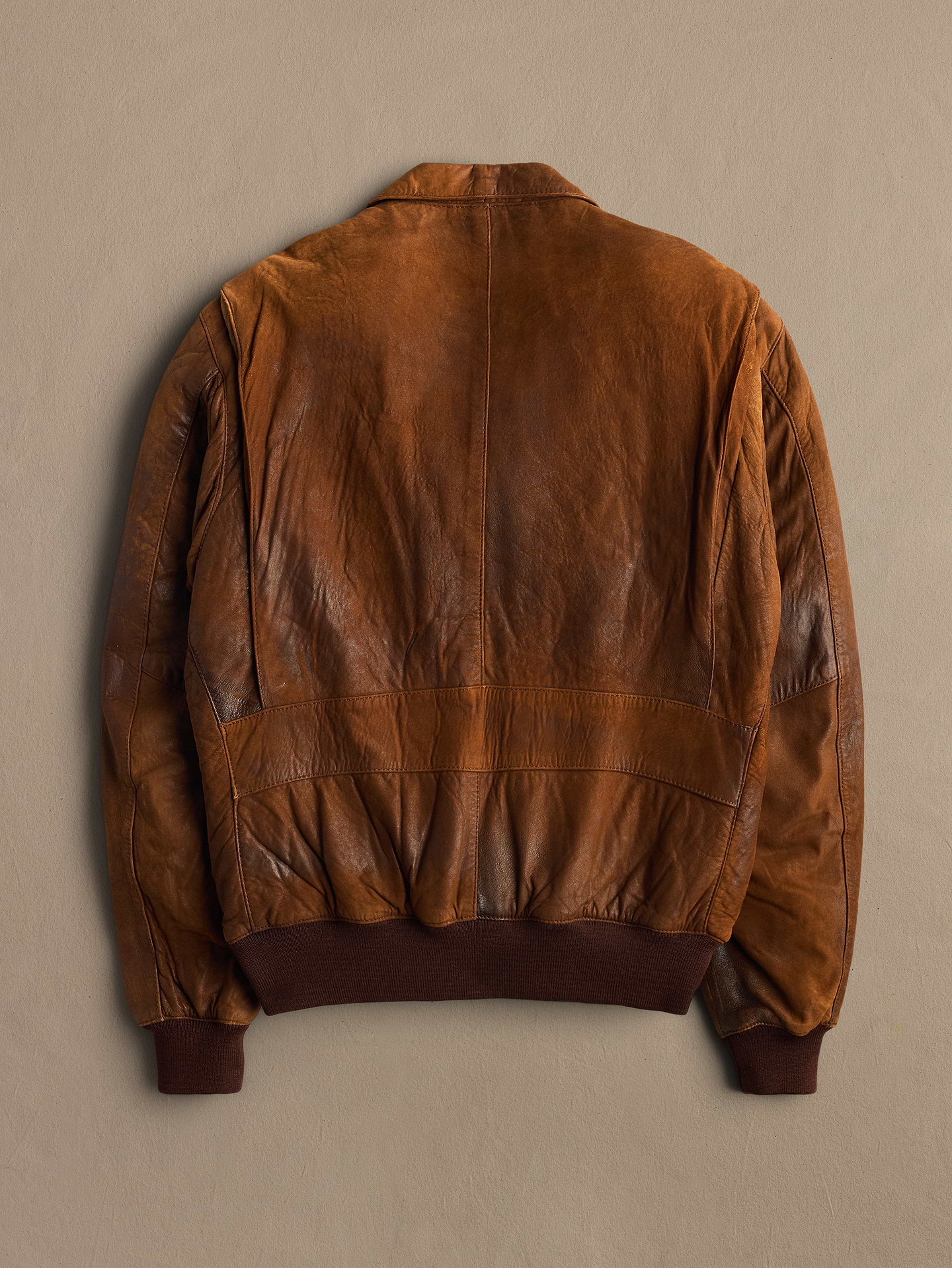 Image 2 of 2, Archive Leather Bomber Jacket With Pull Zip Men's Size 40 Long