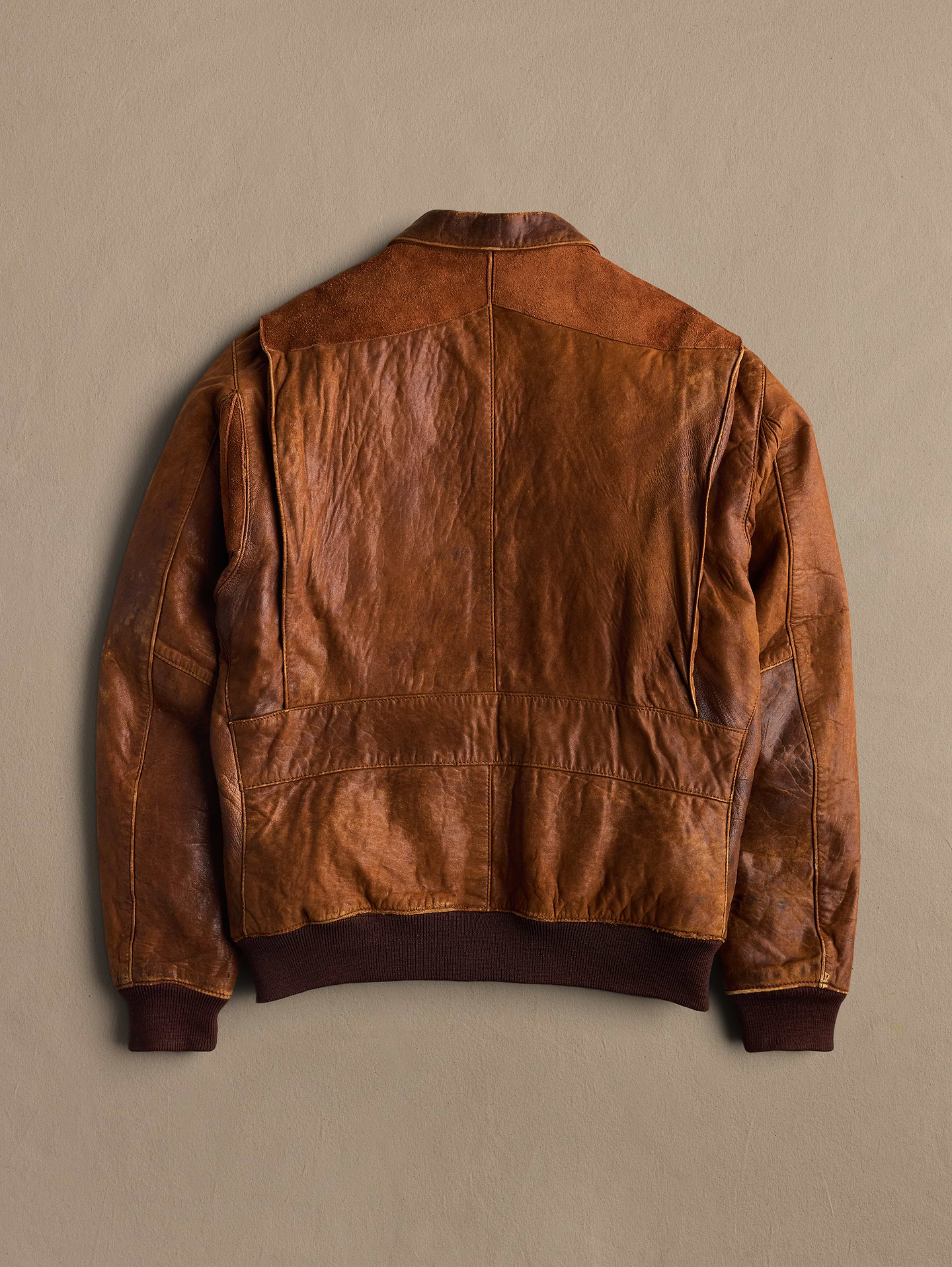 Image 2 of 2, Archive Distressed Leather Jacket With Suede Patchwork Men's Size 42 Long