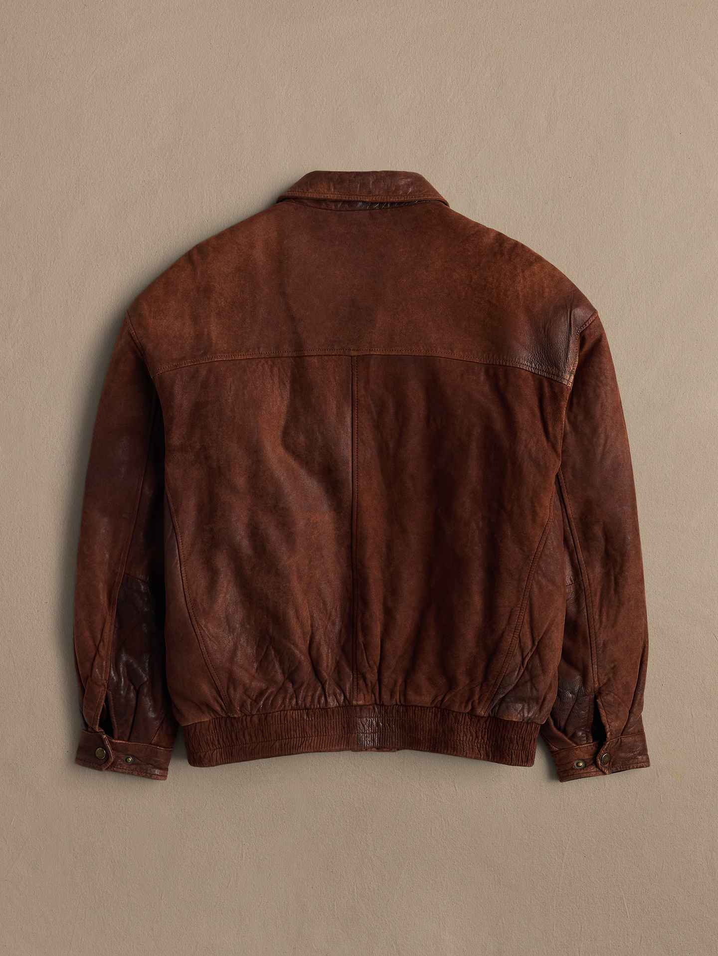 Image 2 of 2, Archive Leather Bomber Jacket With Rounded Pockets Men's Size 46