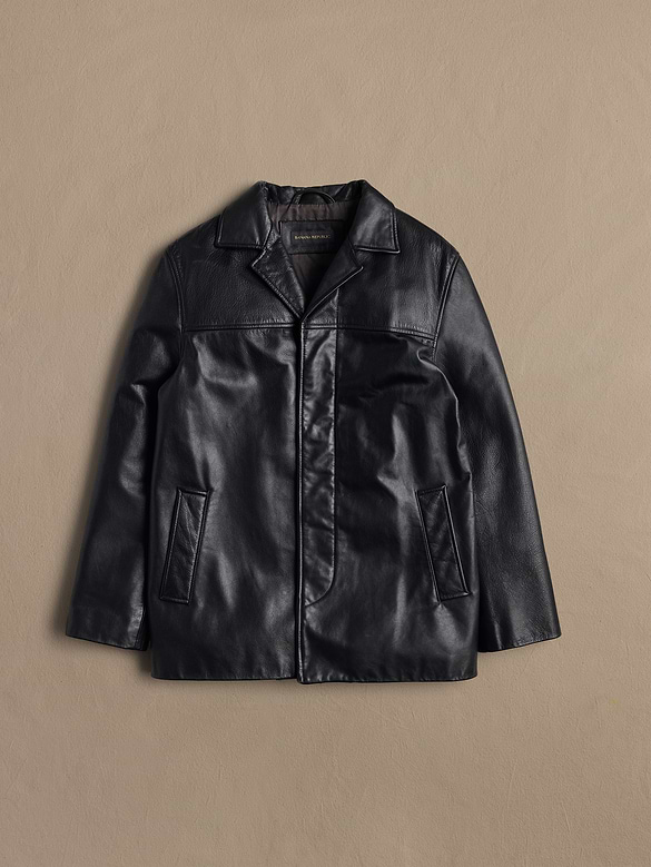 Archive Leather Jacket With Hidden Button Closure Men's Size S