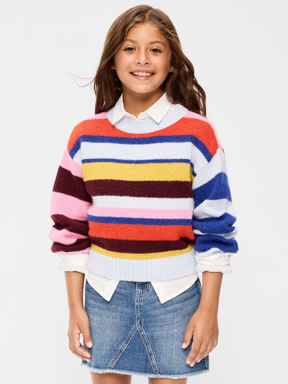 Image 1 of 3, crew neck, long sleeeves, drop shoulders, graphic at front, ribbed hem, easy pullover style, Product #1181569