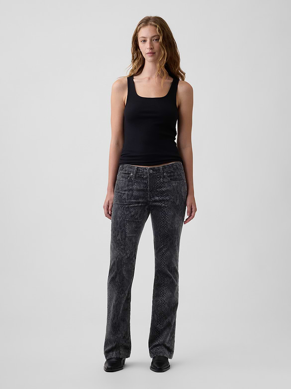 Low Rise Snake Print Long & Lean Corduroy Pants