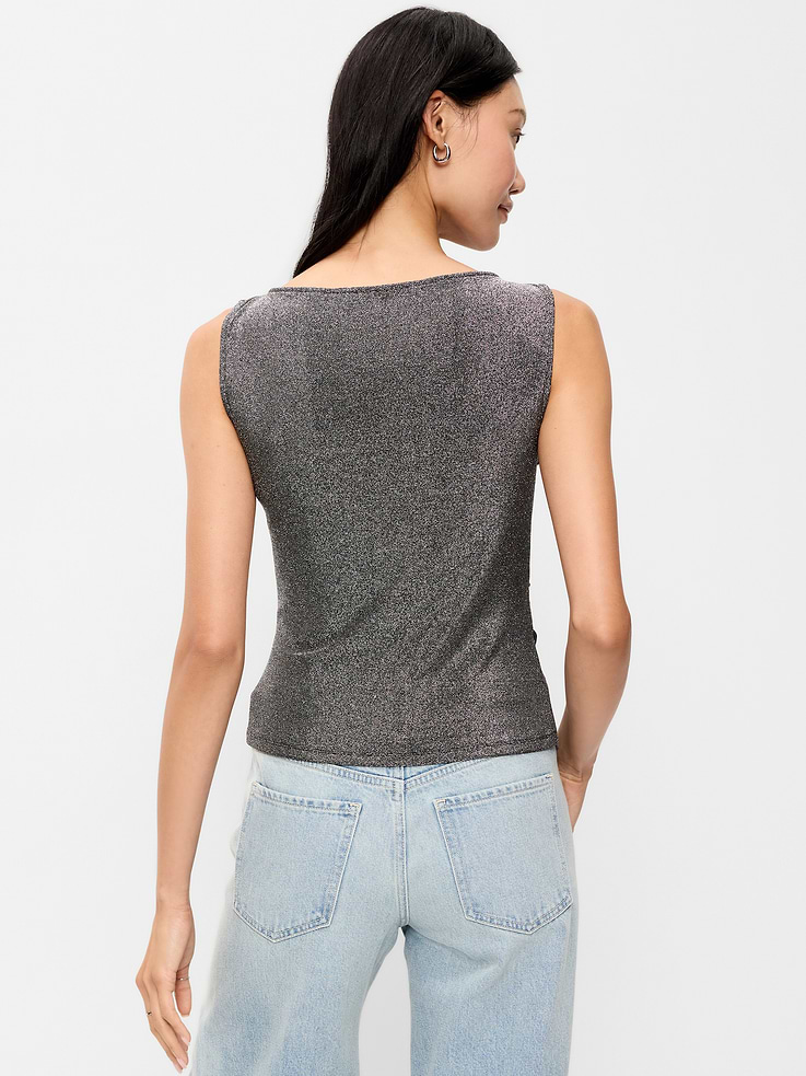 Image 2 of 5, Sleeveless Shimmer Twist-Front Top
