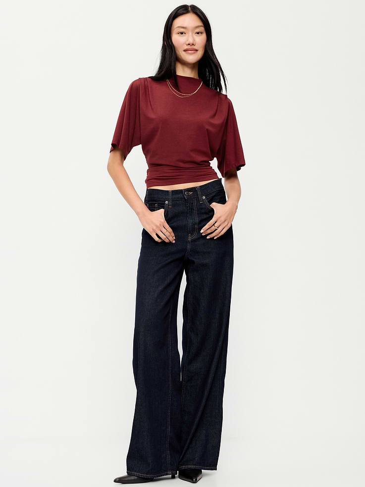 Image 3 of 7, Short-Sleeve Drapey Party Top