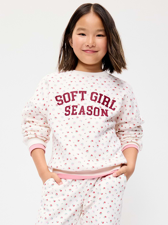 Oversized Long-Sleeve Tunic Sweatshirt for Girls