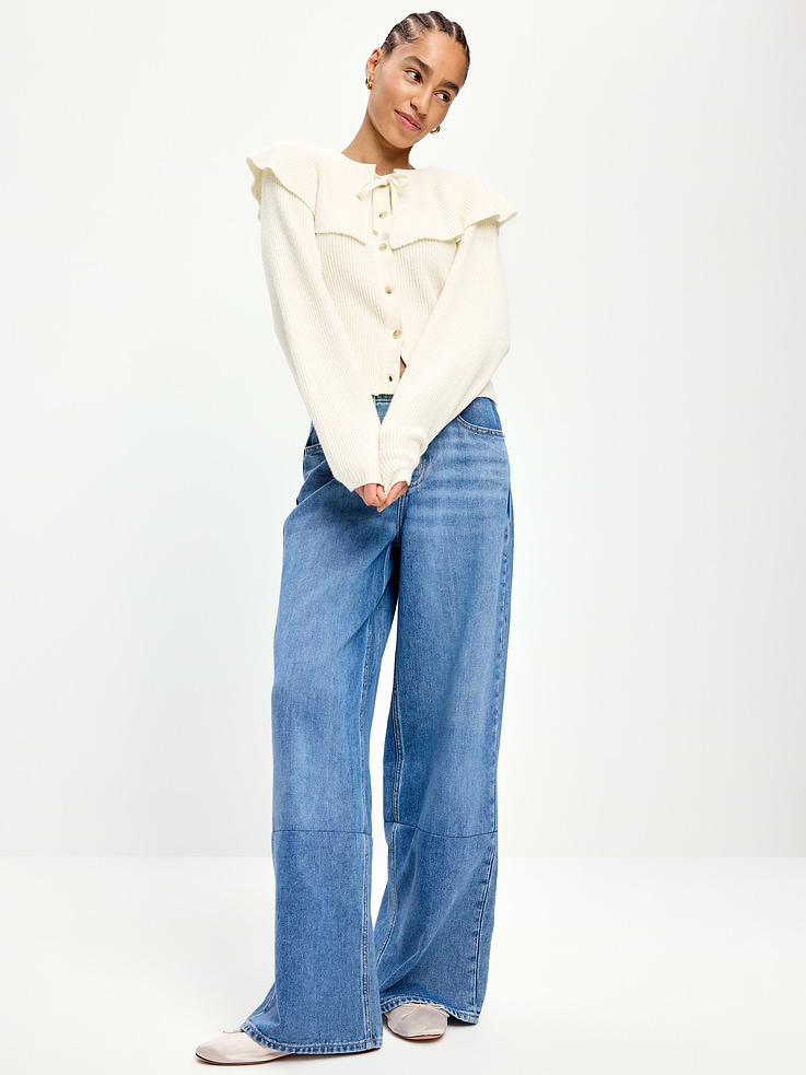 Image 3 of 4, SoSoft Cape-Collar Cardigan Sweater