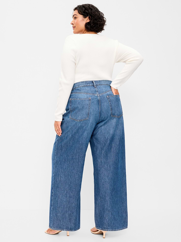 Image 7 of 7, High-Waisted Asymmetrical Button Baggy Jeans