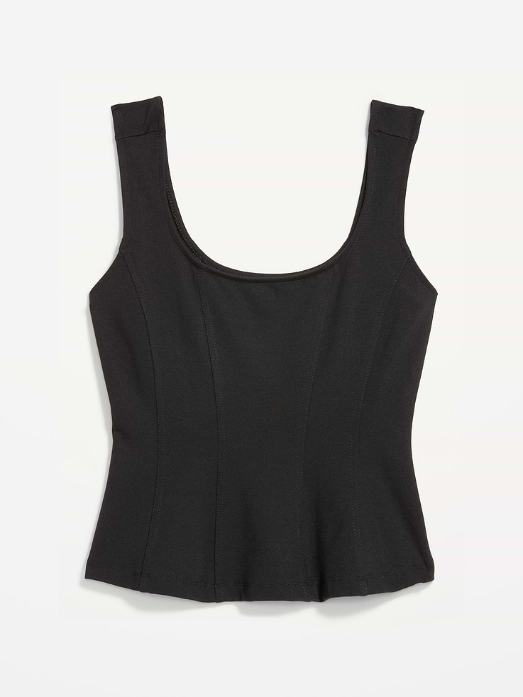 Image 2 de 6, Camisole à basque à encolure carrée en tricot point de Rome