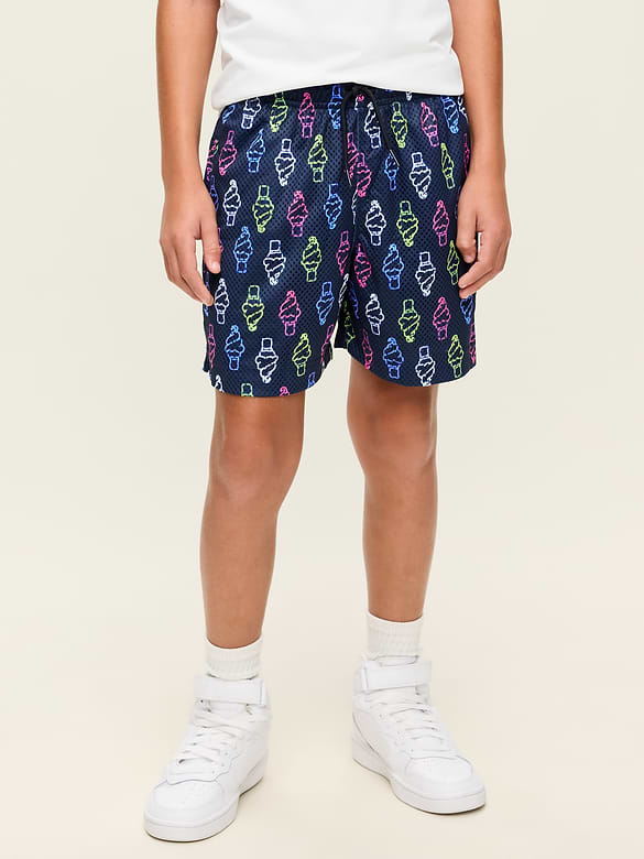 Printed Knee Length Mesh Shorts for Boys