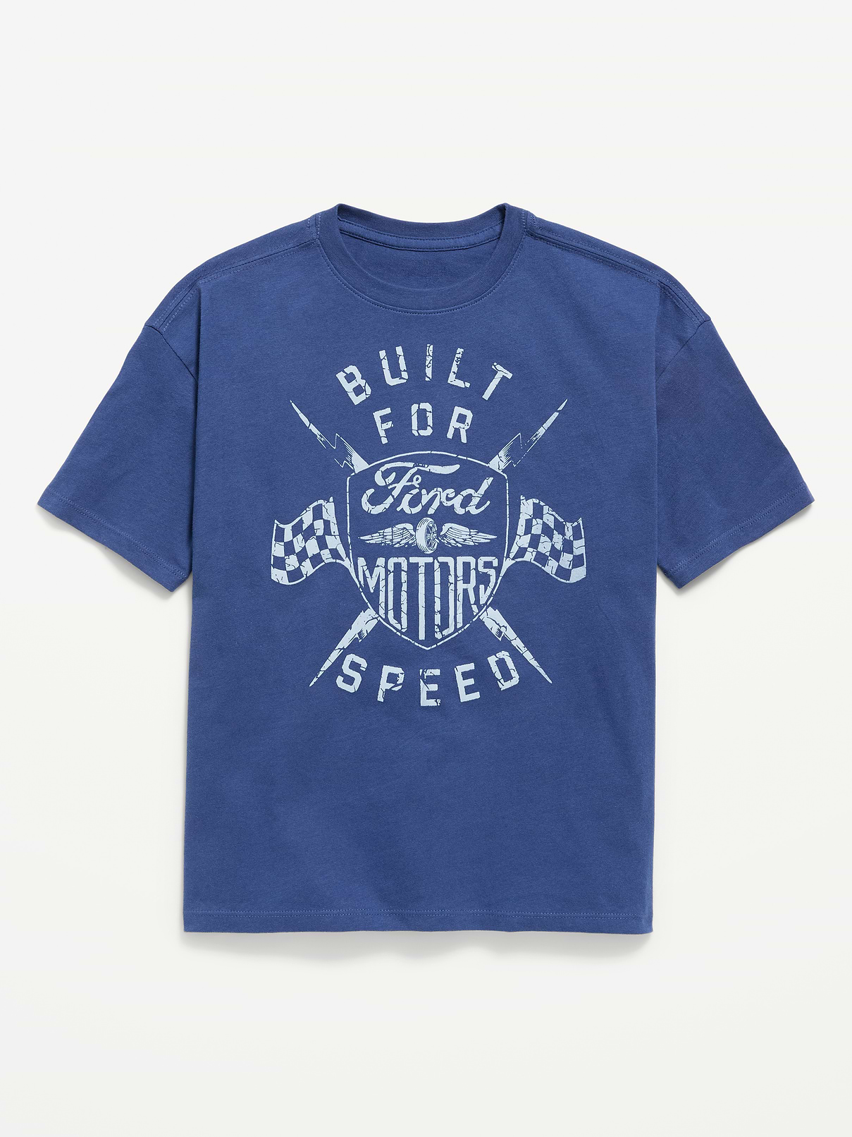 Image 1 of 2, crew neck, short sleeves, drop shoulders, licensed graphic at front, © 2026 Ford Motor Company, Product #906223