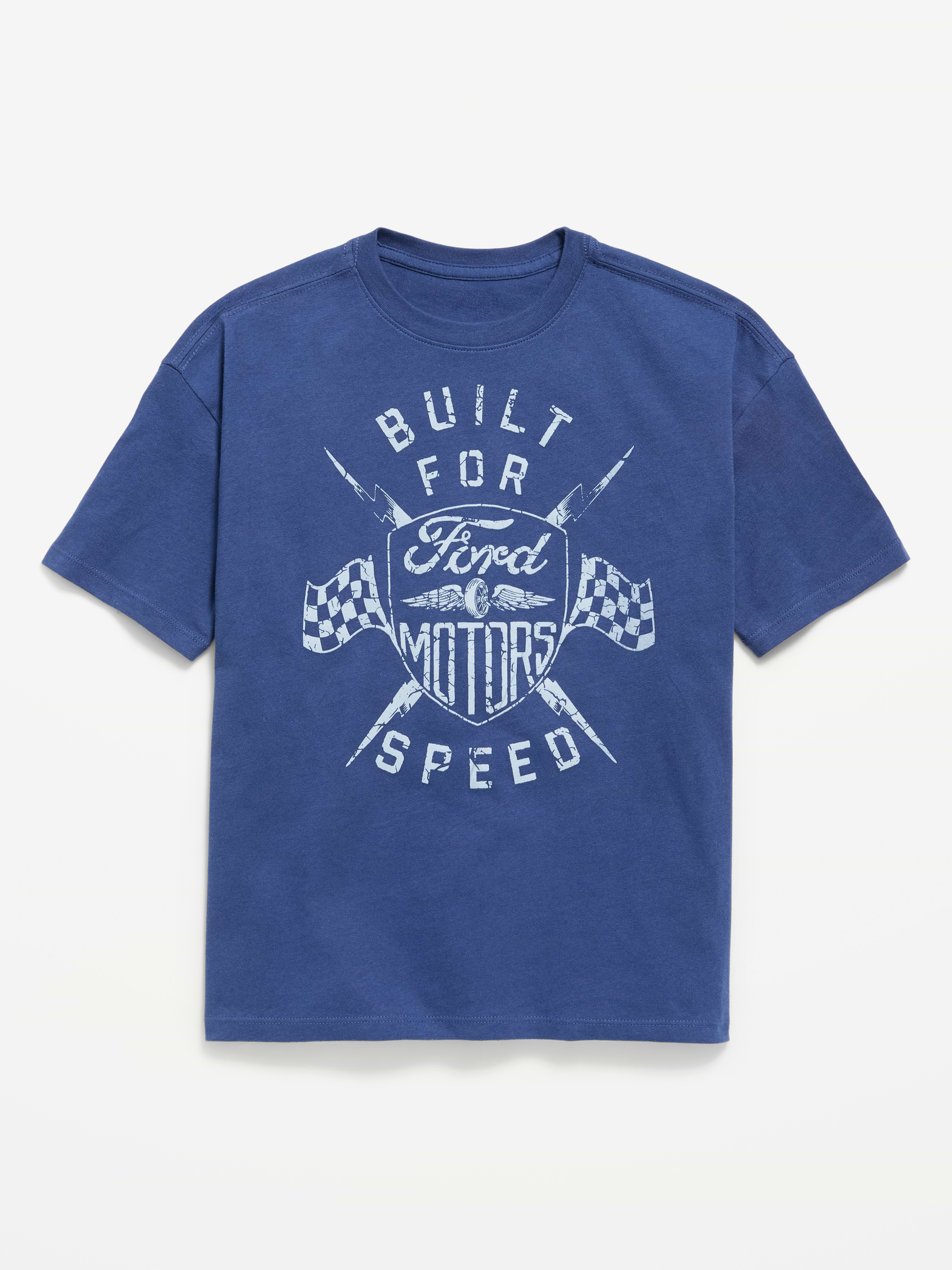 Image 1 of 2, crew neck, short sleeves, drop shoulders, licensed graphic at front, © 2026 Ford Motor Company, Product #906223