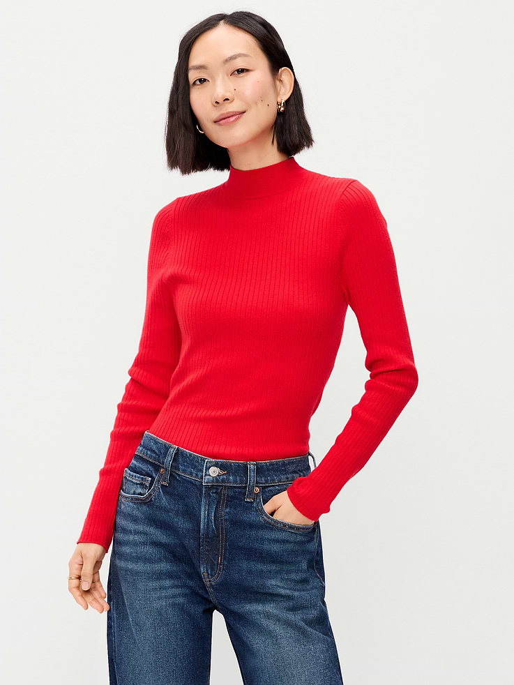 Image 3 of 4, SoSoft Lite Ribbed Mock-Neck Sweater