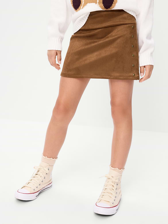 Faux-Suede Studded Skirt for Girls