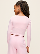 Image 2 of 2, StudioSmooth Long-Sleeve Wrap-Front Top for Girls