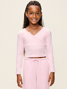 Image 1 of 2, Keep ‘em moving in Old Navy Sport's StudioSmooth: A buttery soft, breathable fabric for all her everyday moves., wrap front, long sleeves, Product #907979