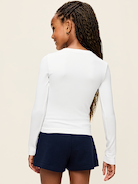 Image 2 de 4, Haut performance côtelé et ajusté sans coutures à manches longues pour fille