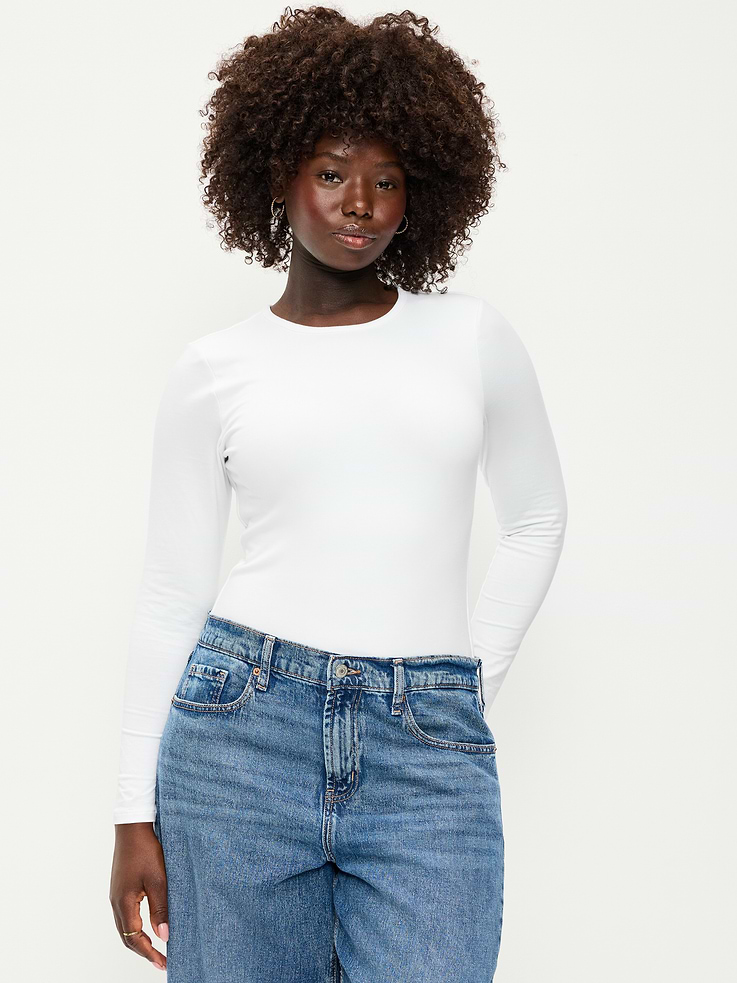 Image 5 of 8, Long-Sleeve Crew-Neck Bodysuit